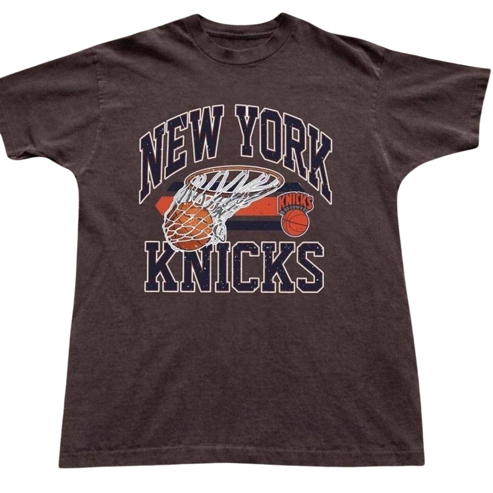 Gildan New York Knicks T-Shirt Womens Small Charcoal New Retro Graphic Tee NBA - Picture 1 of 1